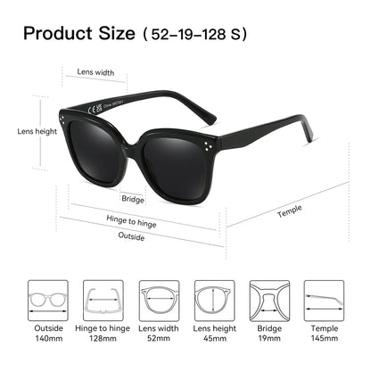 Fashion Square Polarized Sunglasses Classic Design UV400 Protection Acetate Sun Glasses Shade for Women Men