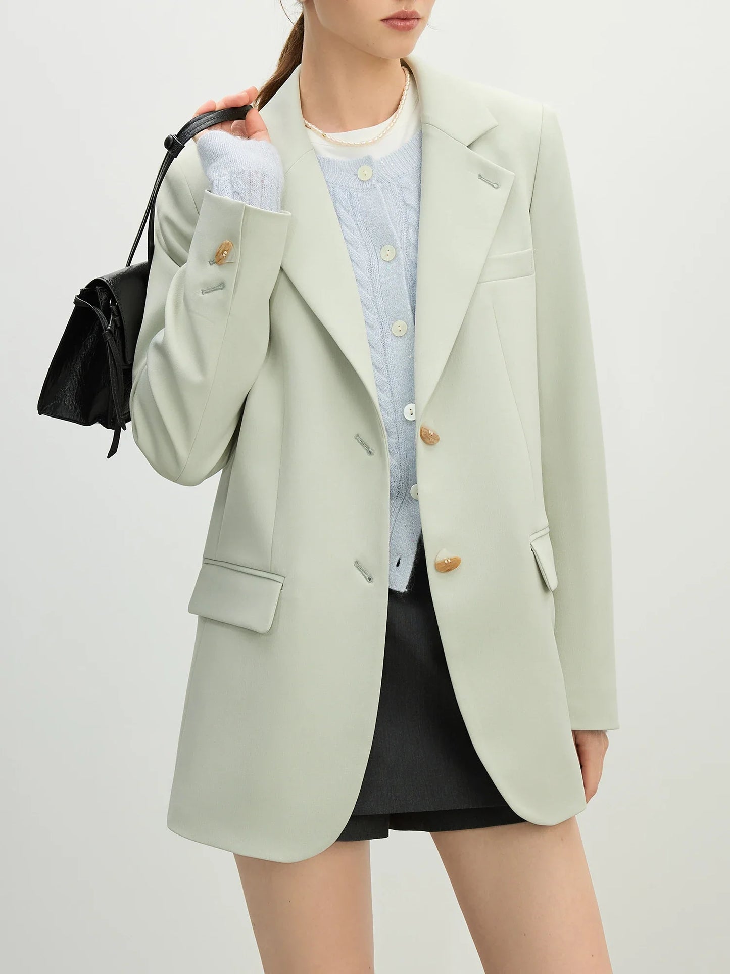 Versatile Elegant Style Blazer Jacket for Women 2025 New Arrival Unique Design Office Loose Top Green Chic Coat 25FS11075