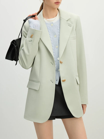 Versatile Elegant Style Blazer Jacket for Women 2025 New Arrival Unique Design Office Loose Top Green Chic Coat 25FS11075