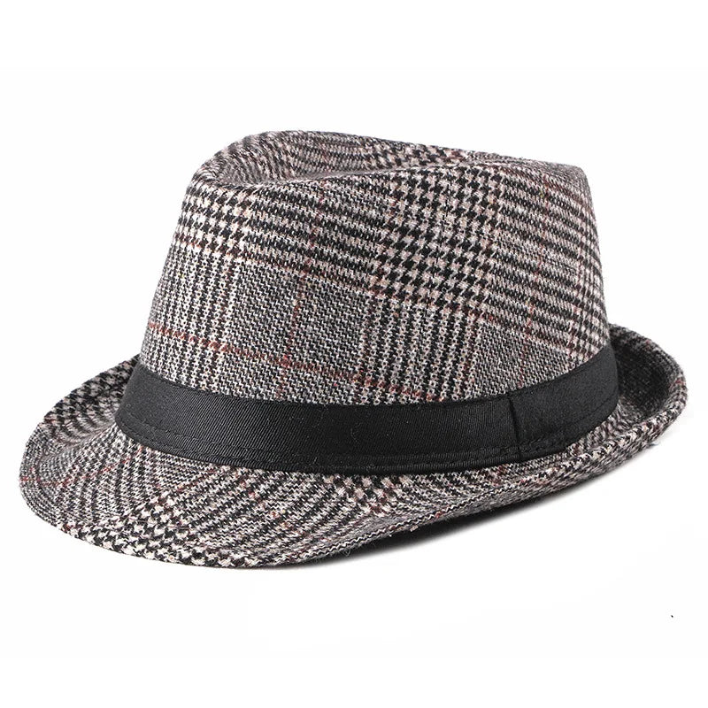 Spring Summer Wool Wedding Hat for Mid-Aged Men Couple Fashion Autumn Winter Party Plaid Luxury Design Jazz Hat Fedora Hat Women