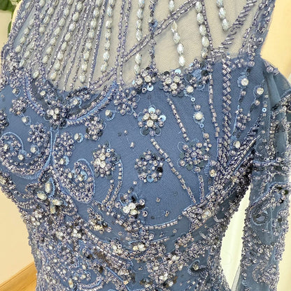 Luxury Beaded Evening Dress Cape Sleeve Dubai Sheer Neck Mermaid Formal Prom Wedding Party Gown Customized 2026