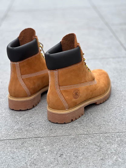 Men Fashion Outdoor Shoes Genuine Leather Yellow Boots 2025 Male Casual Waterproof Boots