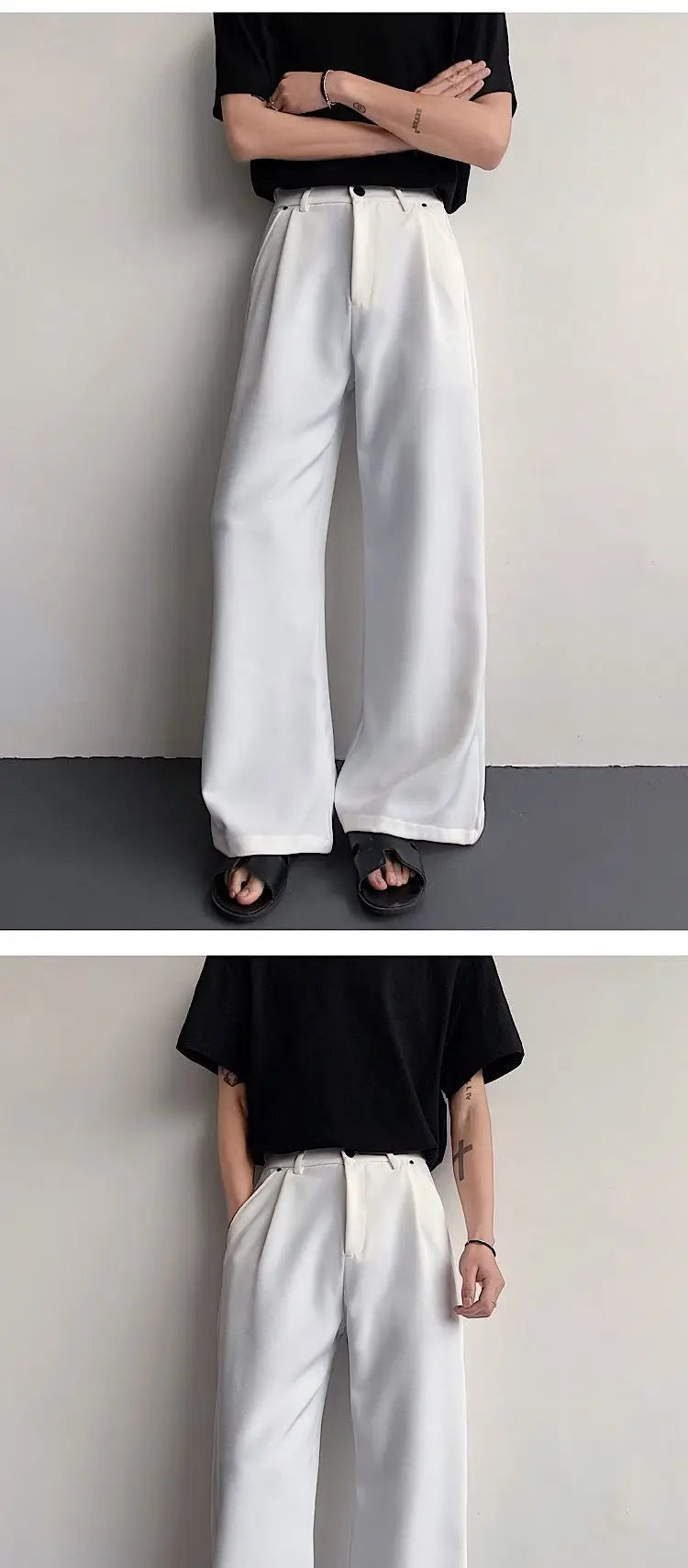 2023 New Black Suit Pants Men Fashion Social Mens Dress Pants Korean Loose Oversized Wide Leg Pants Mens Formal Trousers M-2XL
