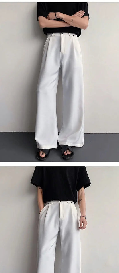 2023 New Black Suit Pants Men Fashion Social Mens Dress Pants Korean Loose Oversized Wide Leg Pants Mens Formal Trousers M-2XL