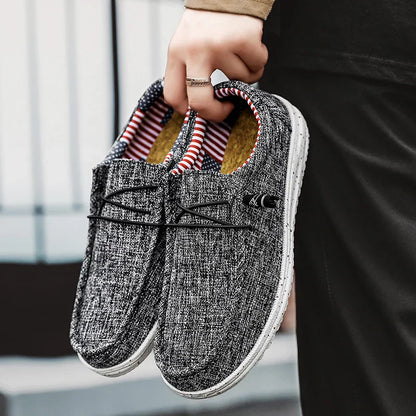 Men Casual Canvas Shoes Mens Loafers Breathable Slip on Flats Male Vulcanized Shoes Driving Shoes Plus Size 47 Walking Sneakers