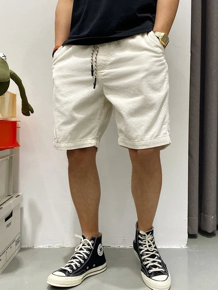 2026 Summer Casual Corduroy Y2K Shorts For Men American Retro Loose Straight Short Pants High Street Fashion Gym Bermudas