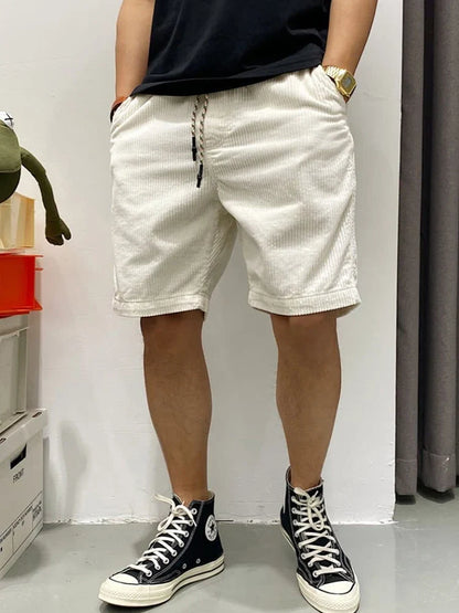 2026 Summer Casual Corduroy Y2K Shorts For Men American Retro Loose Straight Short Pants High Street Fashion Gym Bermudas