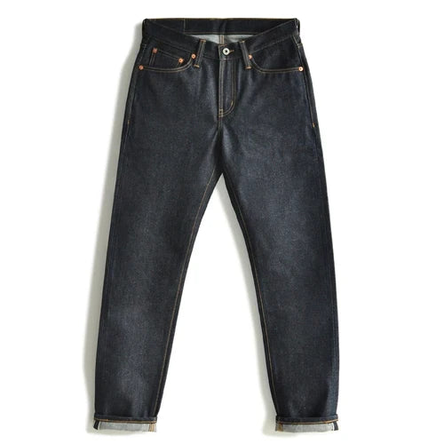 Men Jeans Denim Jeans for Men Taper Fit Selvedge Denim Raw Jeans Blue Jeans Thick 18 OZ Vintage