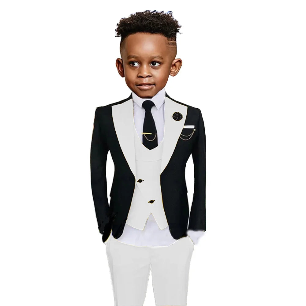 Colorful Kids Fashionable Suit Set 3 Pieces Performance Costumes High Quality Boys Suits Wedding Guest Tuxedo 2-20T