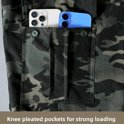 Wear-Resistant Cargo Pants Men Casual Work Stretch Trousers Breathable Multi-Pocket Outdoor Waterproof Training Hiking Pant Male