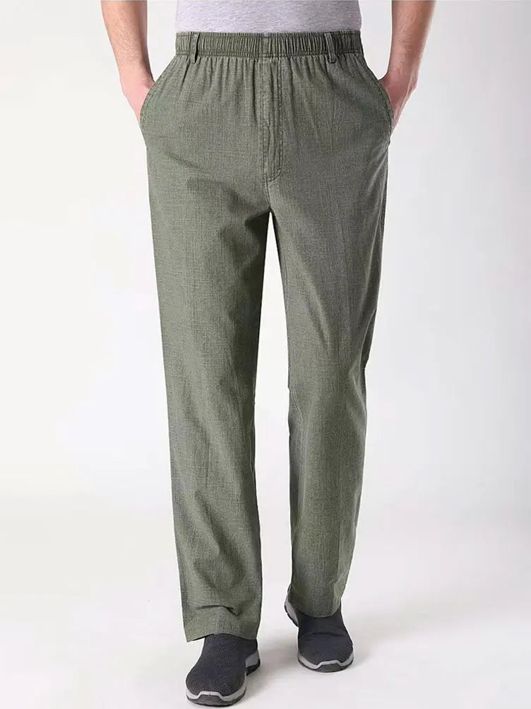 Summer Linen Men Casual Pants Work Wear Office Thin Golf Straight Long Formal Suit Trousers Plus Size 5xl 2024 New