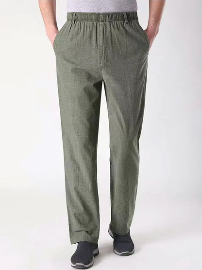 Summer Linen Men Casual Pants Work Wear Office Thin Golf Straight Long Formal Suit Trousers Plus Size 5xl 2024 New