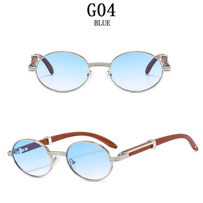 Oval Sunglasses Women 2024 Trendy Designer Wooden Sunglasses Men Luxury Fashion Glasses Vintage Lentes De Sol Mujer Zonnebril
