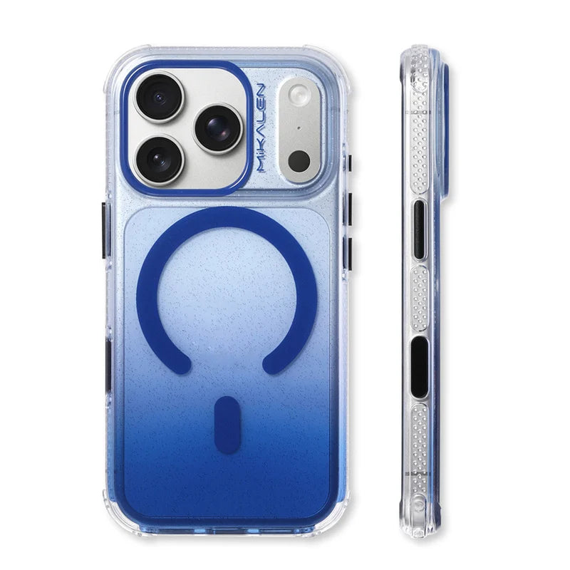 Bling Glitter Clear Gradient Color Magnetic Case For iPhone 17 17Pro 17Pro Max Original Touch Camera Button Cover for Magsafe