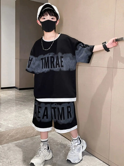 Short-sleeved Sportswear Boys Outfit Set Kids Boy Clothes Boy's Clothing Children's Sets 4 Years Baby Summer Junior Top Bottom