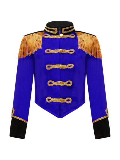 Kids Girls Boys Drum Major Costume Marching Band Uniform Ringleader Drummer Halloween Cosplay Performance Prince Costume