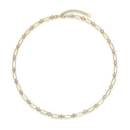 D VVS1 Moissanite Tennis Necklace s925 Sterling Silver Plated 18k Yellow Gold GRA Certified 18inch Necklaces for Women