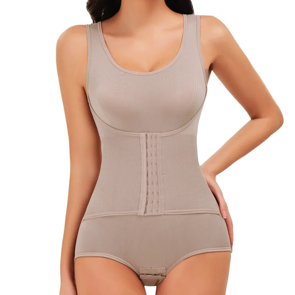 Women Bodysuit Shapewear with Hooks Belts Tummy Control Fajas Body Shaper Waist Trainer Belly Slimming Cincher Corset Tops