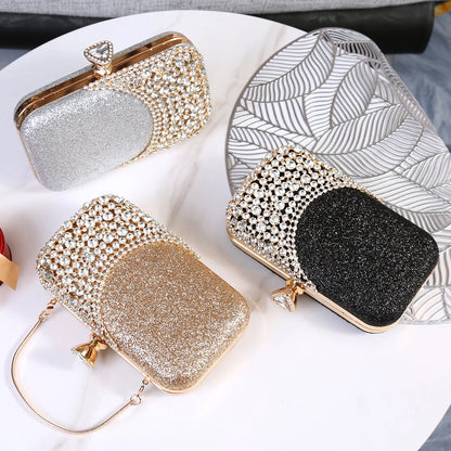 Rhinestone Women Bags Hollow Out Style Crystal Evening Bag Chain Shoulder Handbags Luxury Party Wedding Day Clutch Purse Handle