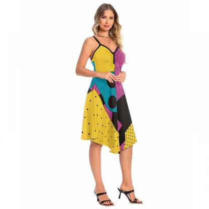 Halloween Nightmare Christmas Sally Dress Spaghetti Strap Women's Sexy Backless Dresses Patchwork Vestidos