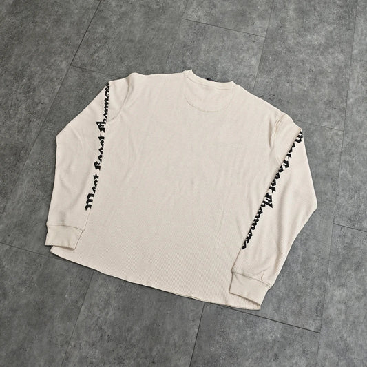 Yao Fashion Waffle Fabric Loose Long Sleeve Tops Sanskrit Logo Streetwear Y2k Casual Oversize Vintage Retro Men T Shirt For Men