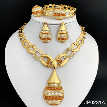 Elegant Dubai Women Jewelry Sets Luxury Design Necklaces Earrings Ring Bracelet Daily Wear Parties Vacations Ideal Gift