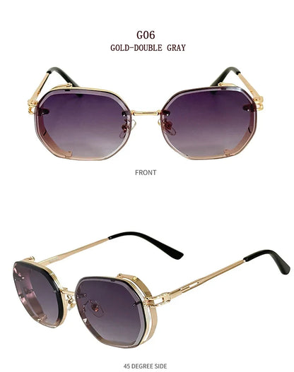 2024 Steampunk Sunglasses For Men Fashionable Square Punk Fashion Glasses Designer Sunglasses Women Trendy Gafas De Sol Hombre