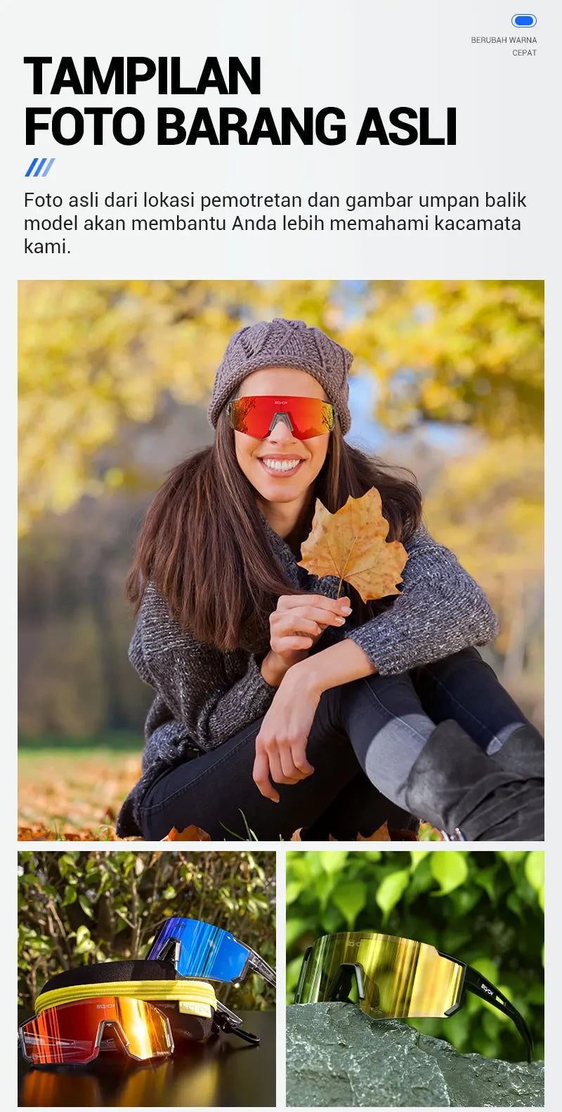 Photochromic Sunglasses for Men Cycling Glasses Cycling Mountain Bike Glasses and Women Casual Hiking Eyewear Windproof