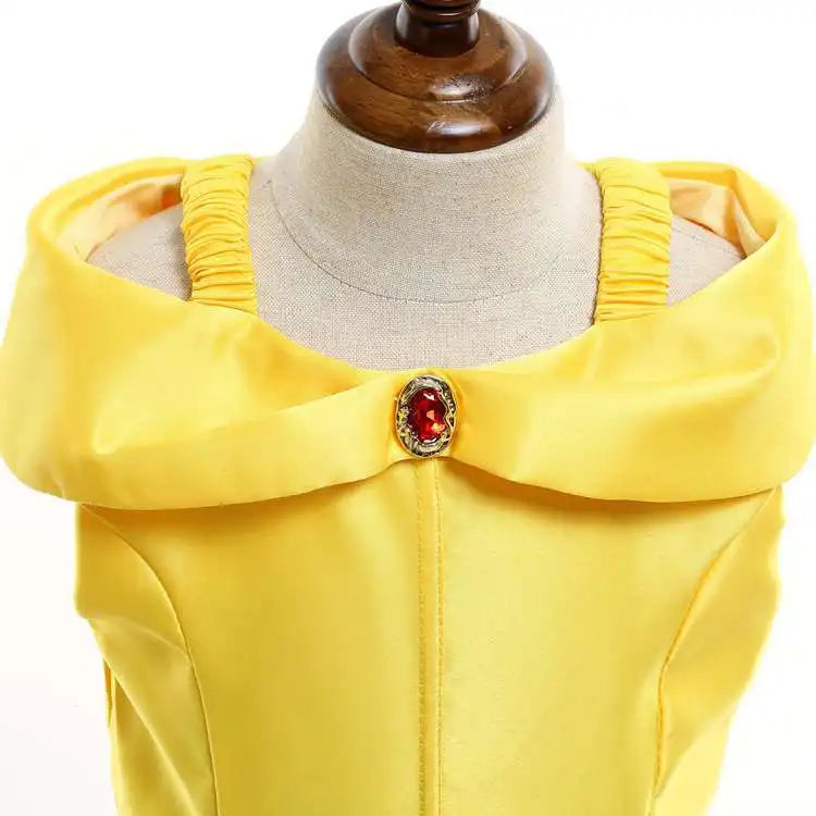 Kids Belle Costume Girls Halloween Princess Cosplay Party Dress Children Birthday Clothes Carnival Luxury Ball Gown