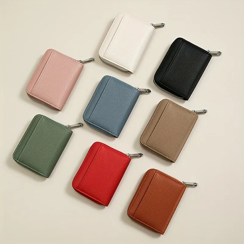 Nouveau porte-monnaie simple en cuir PU pour femmes et hommes, mini portefeuilles zippés, portable, avec plusieurs fentes pour pièces de monnaie, porte-cartes, petit portefeuille
