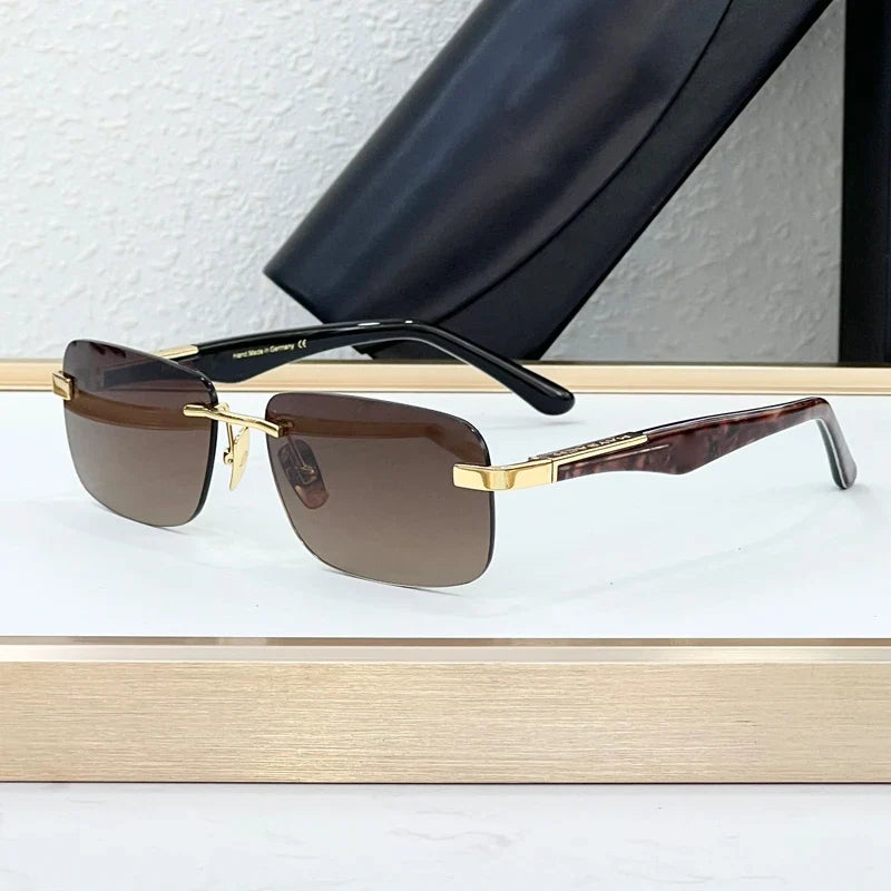 Luxury THE ARTIST I Rimless Sunglasses Alloy Acetate Designer Brand Fashion Design Irregular Square UV400 High Quality Men Women