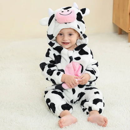 Halloween Dinosaur Winter Baby Romper Kigurumi Costume Flannel Hooded Bodysuit Pajamas Animal Overall Jumpsuit For Girl Boy 0-4T