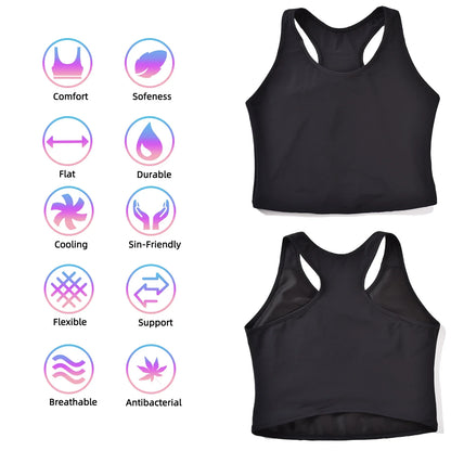 Transgender FTM Breathable Half Chest Binder Tank Top