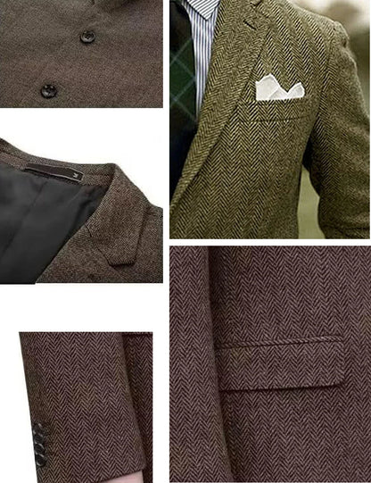 Men's Blazer Herringbone Single Breasted Casual Elegant Man Suit Jackets Coat High Quality Men's Stage Clothing Male Clothes