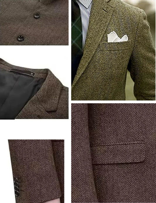 Men's Blazer Herringbone Single Breasted Casual Elegant Man Suit Jackets Coat High Quality Men's Stage Clothing Male Clothes