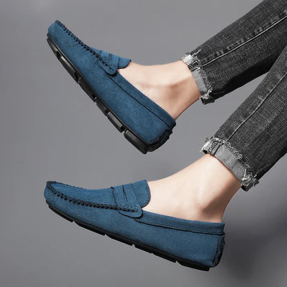 Fashion Suede Men Casual Shoes Breathable Leather Mens Loafers Slip on Male Driving Shoes Luxury Brand Comfortable Boat Shoes