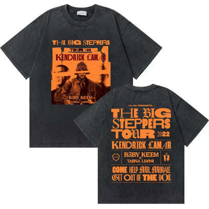 Washed Vintage Rapper Kendrick Lamar Good Kid Money Trees T-shirts Men Hip Hop Retro Oversized Tshirt Male Fashion Trend T Shirt
