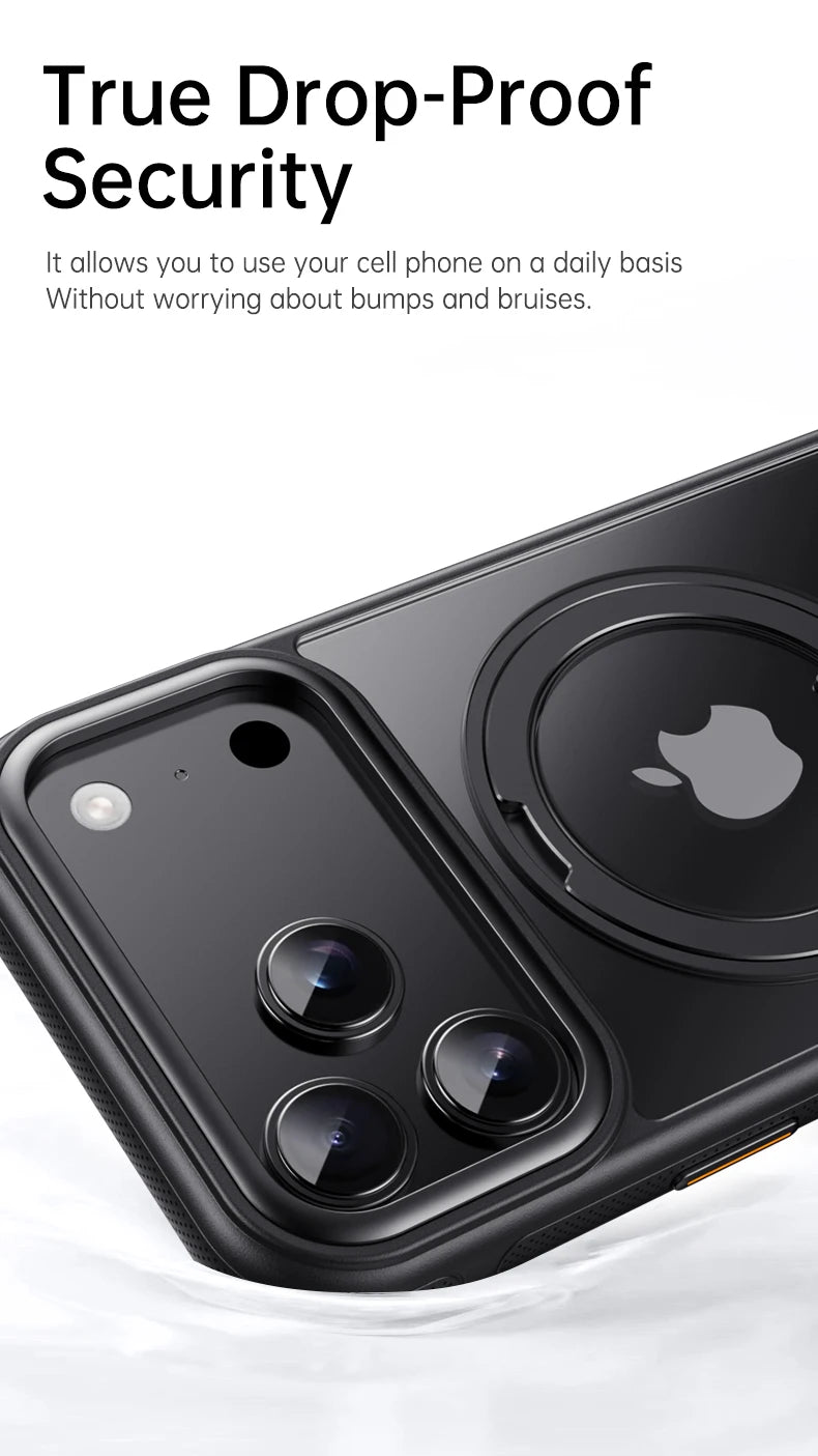 Transparent Magnetic Case for iPhone 17 Air 16 Plus 15 14 13 17 Pro Max 16e 360° Rotating Ring Holder Kickstand Cover LMD003