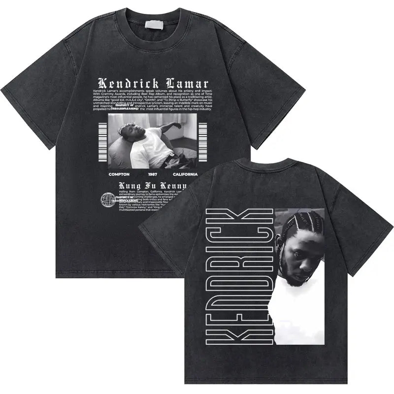 Washed Vintage Rapper Kendrick Lamar Good Kid Money Trees T-shirts Men Hip Hop Retro Oversized Tshirt Male Fashion Trend T Shirt