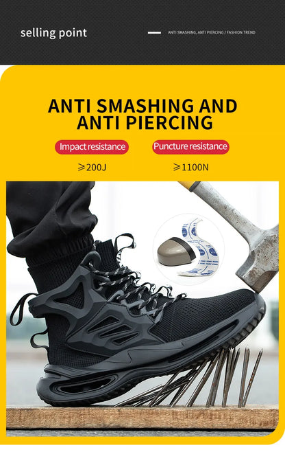 European Plus Size 50 Newest Design Men Wrok Safety Boots Anti-smash Steel Toe Cap Indestructible Construction Industry Shoes