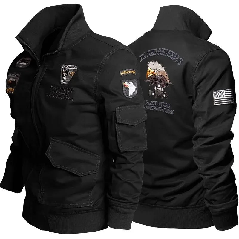 Men's Tactical Motorcycle Riding Jacket Military SWAT Combat Army Pilot Windbreaker Autumn Multi-Pocket Cargo Coat Outdoor Biker