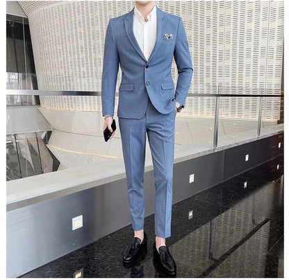 2025 Slim Fit Three-Piece Business Suit Set High-End Korean Style Wedding Groom Party Dress Suit Vest Trousers M-4XL