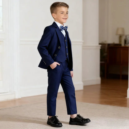 High Quality Navy Boys Suit For Wedding Teenager Kids Formal Ceremony Tuxedo Dress Children Photography Blazer Party
