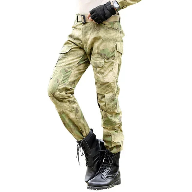 Men's Fashion Outdoor Hiking Overalls Pants Camouflage Tactical Pants Hunting Uniform Fighting Multi-Pocket Trousers