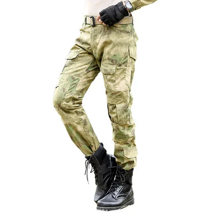 Men's Fashion Outdoor Hiking Overalls Pants Camouflage Tactical Pants Hunting Uniform Fighting Multi-Pocket Trousers