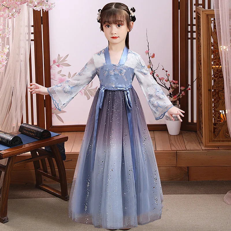 Girl Modern Hanfu Chinese Style Dress Halloween Fairy Kids Clothes Vestidos Traditional Cosplay Children Costume Girls Dresses
