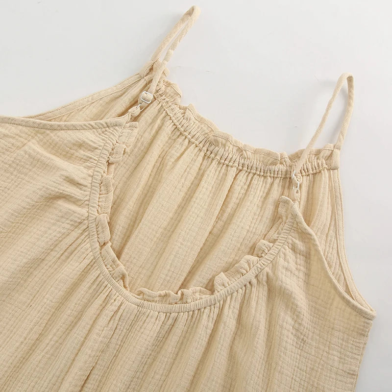 Muslin 100% Cotton Summer Dress Woman 2026 Trendy Sexy Sleeveless Ruched Long Maxi Party Dresses Chic Sundress