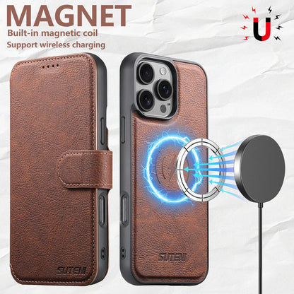 Faux Leather Wireless Charging Card Holder Stand Wallet Magnetic Flip Cover Phone Case For iPhone 17 Pro Max 16 Plus 15 14 13