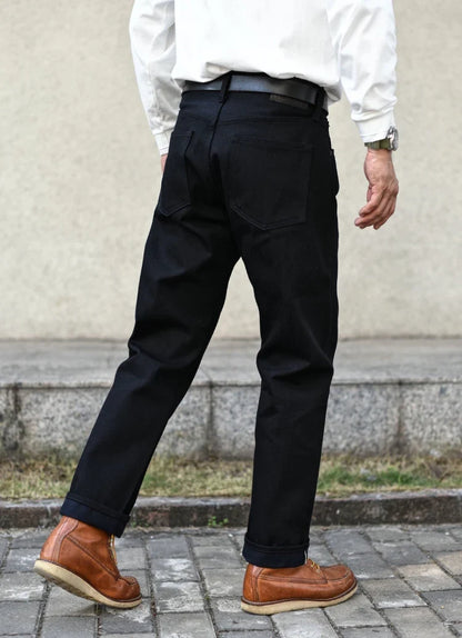 Mens Jeans Black Jeans Double-sided Dyeing Sanforized Selvedge Denim Jeans  16 Oz Regular Fit