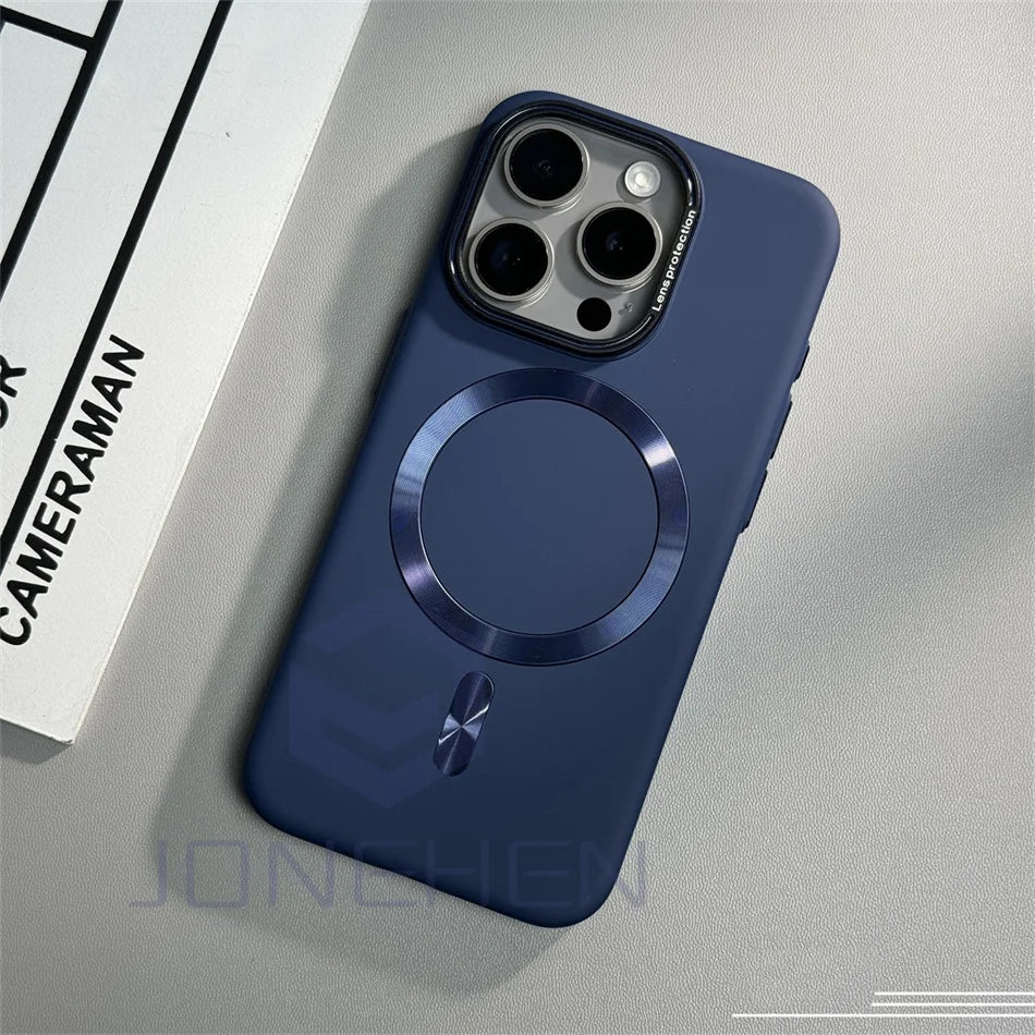 Luxury Solid Color Matte Magnetic Wireless Charge Case For Magsafe For iPhone 15 14 13 12 16 17 Pro Max Ultra Thin Hard PC Cover